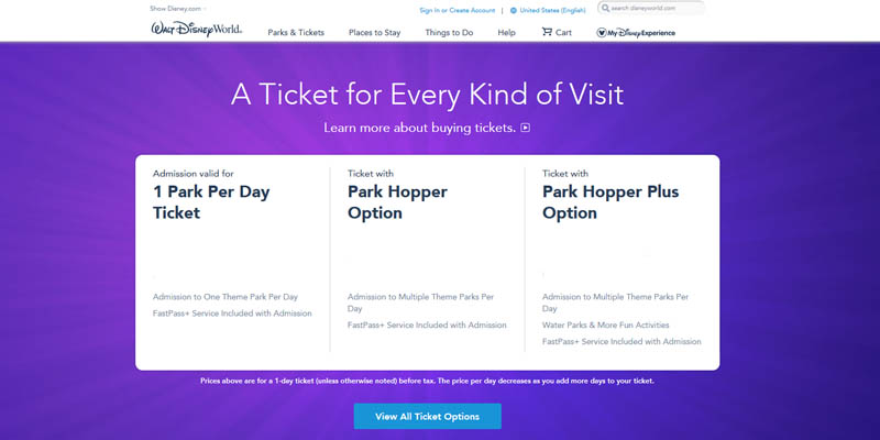 Walt Disney World's new ticketing program in 2018