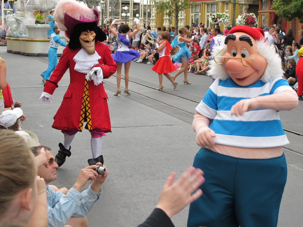 Captain Hook and Mr. Smee on Main Street USA at Walt Disney World