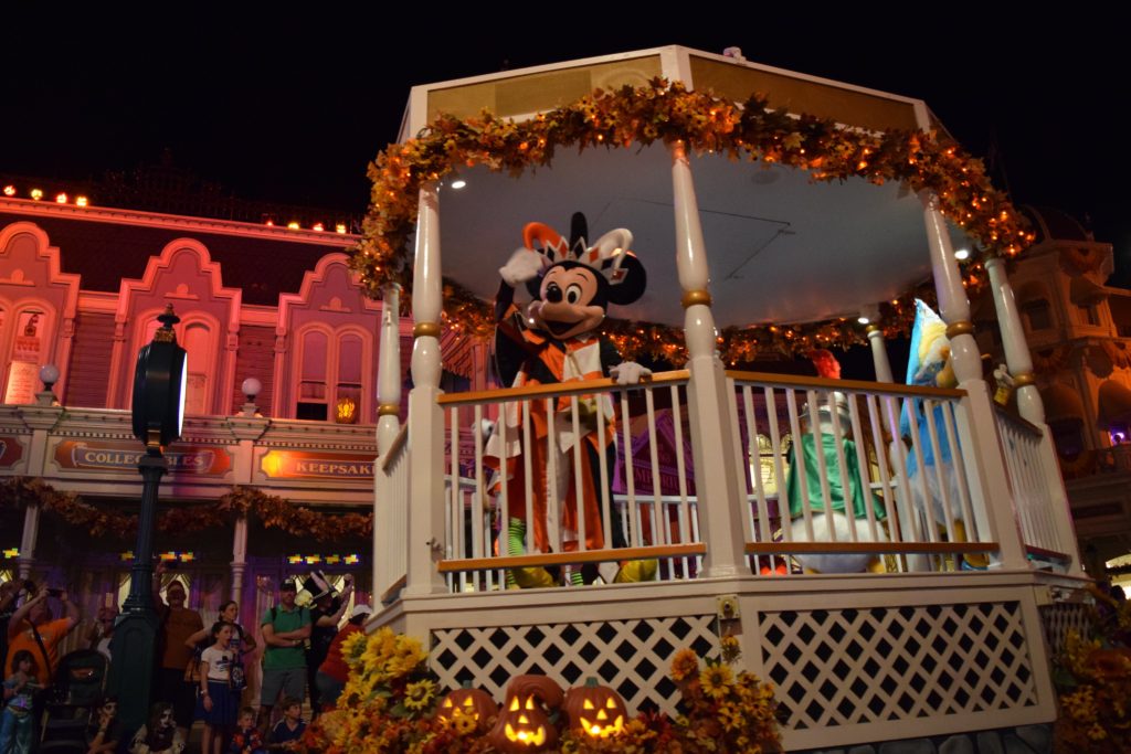 Mickey on a float in Boo to You Halloween Parade